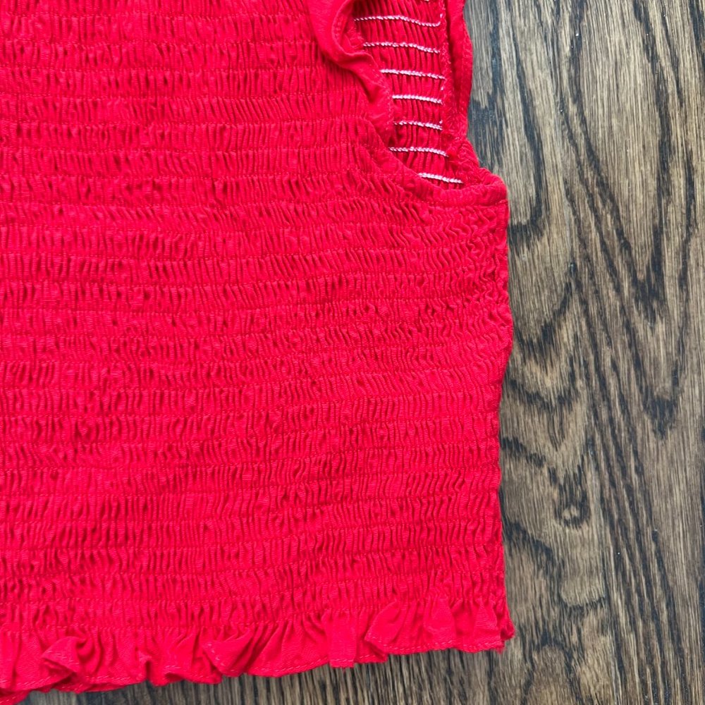 Red Ribbed Crop Top - Picture 3 of 4